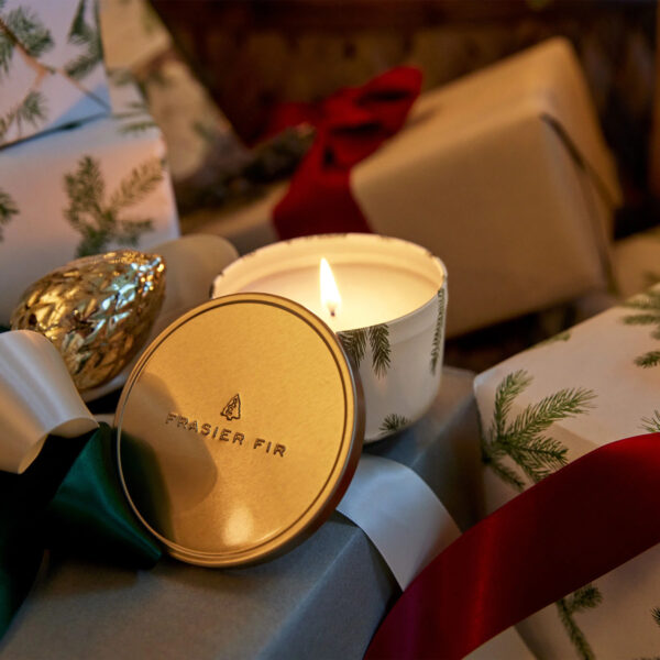 Frasier Fir Candle Tin with Gold Lid Gift