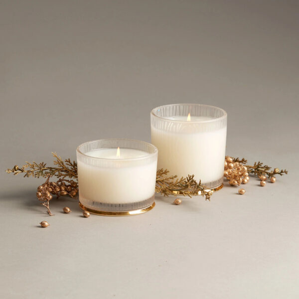 Frasier Fir Large Frosted Wood Grain Candle Display Set