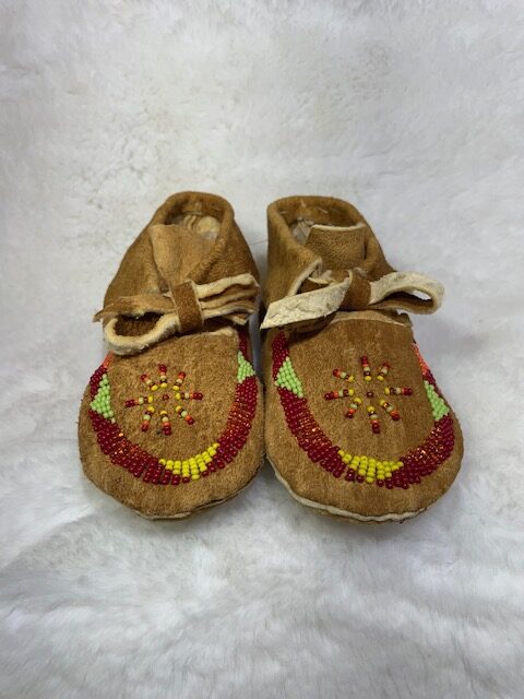 Child Size 10, Red Beaded Border Moccasin