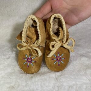 Size 3 Baby Moccasin, Purple and Turquoise Beaded Star